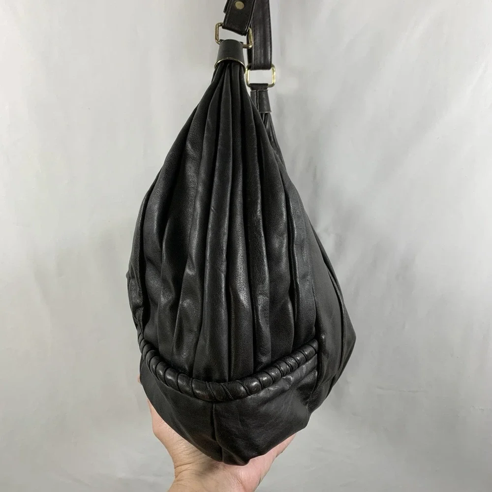 VTG 90s Carlo Amboldi Womens Leather Hobo Bag Shoulder Purse Brown Italy Slouchy